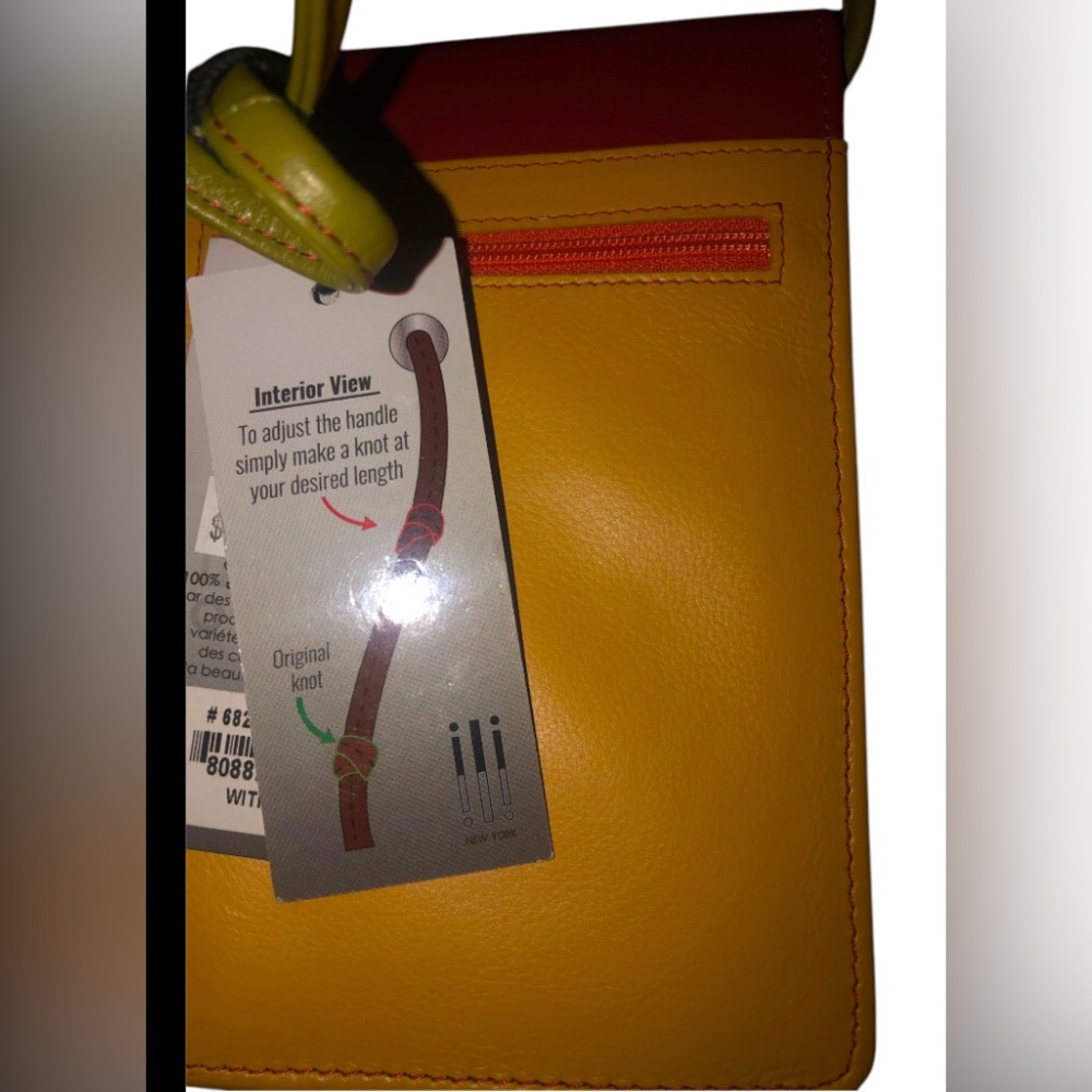 NWT Genuine Leather Mini Crossbody Organizer in citrus - Picture 11 of 16